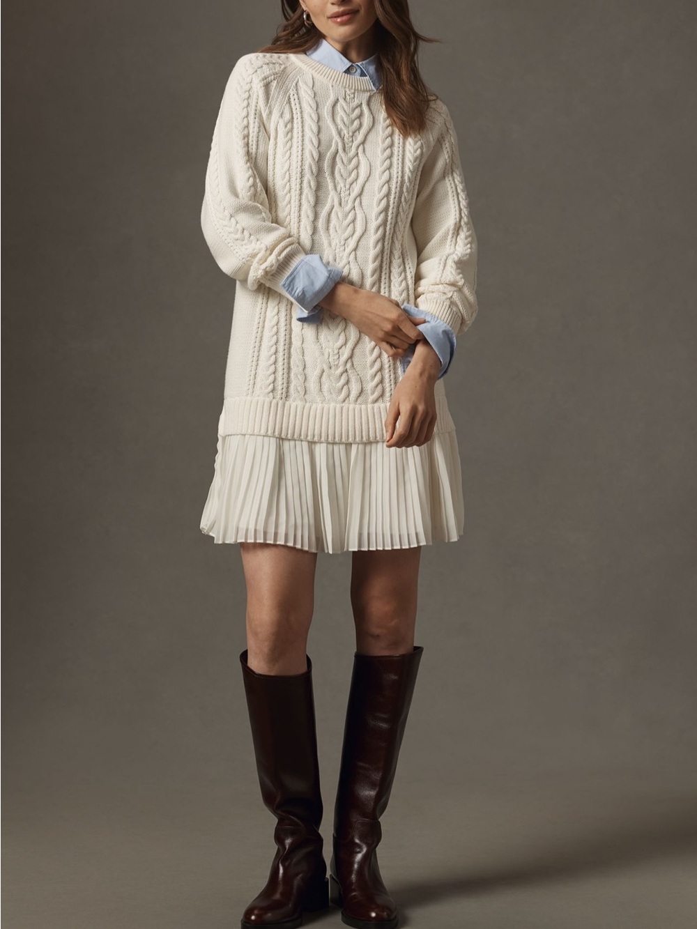 *NWT* Anthropologie Delphine Sweater Twofer Mini Dress size small